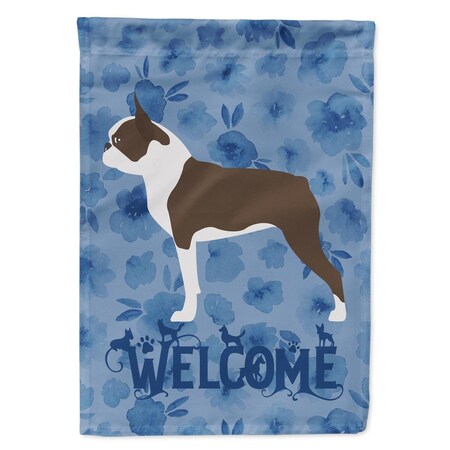 Carolines Treasures 28 x 0.01 x 40 in. Boston Terrier Welcome Flag Canvas House Size CK6171CHF